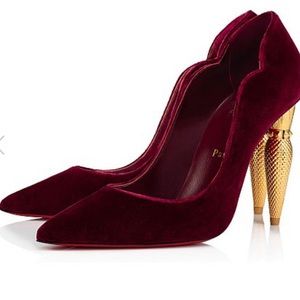 Christian Louboutin Lipchick Pump 100MM Bordeaux Velour Leather 100MM 38.5/8.5